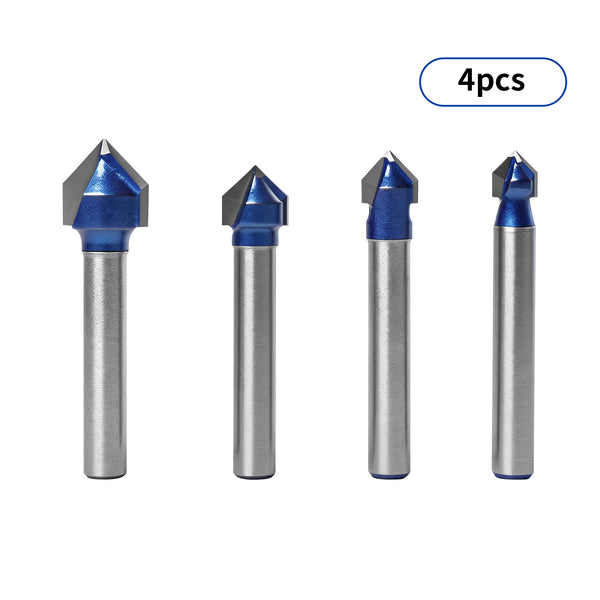 Twotrees Solid Carbide 90° V-Bit Set 4PCS