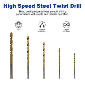 Twotrees TiN Coated High Speed Steel Twist Drill Set 50PCS